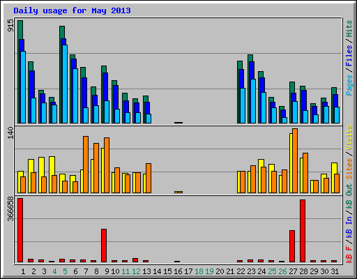 Daily usage for May 2013