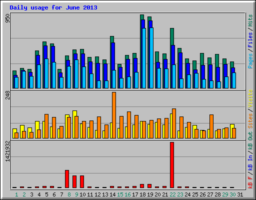 Daily usage for June 2013